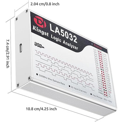 USB Logic Analyzer LA5032 32 Channels 500MHz 10G Samples for MCU ARM FPGA Debug Tool MIPI Analyzer with English Software Compatible with Windows Mac Linux