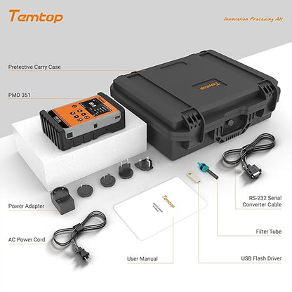 Temtop Particle Counter Aerosol Dust Monitor Professional Cleanroom Tester Laser Air Detector AQI Data Logger PM1.0 PM2.5 PM4.0 PM10 TSP PMD 351