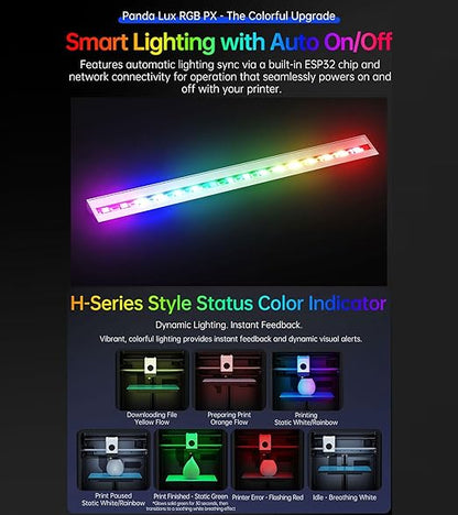 BIQU Panda Lux RGB for Bambu-Lab P1S P1P X1C X1E 3D Printers, Upgraded Light Strip Kit with H2D Style Lighting, Dynamic RGB Lighting Printer Status Indicator