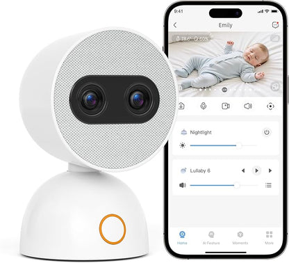 Simsky Split Screen Video Baby Monitor with Cameras, Dual 4MP Cameras with 6X Zoom, 7" UHD Touch Screen Portable Audio Baby Monitor 32GB Local Storage