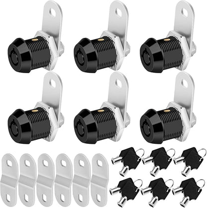 Cam Locks RV Storage Keyed Alike, 5/8" Fits 3/8" Max Door Thickness, Compartment Locks for Camper Trailer Cabinet With Keys (Black, 6 Pack)