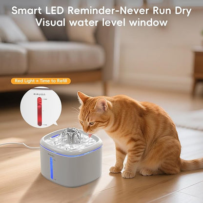 Cat Water Fountain,84oz/2.5L Pet Cat Fountain – Ultra Quiet Upgraded Automatic Pet Water Dispenser with 3 Replaceable Filters, Indoor Cat & Dog Drinking Bowl (W01Pro)