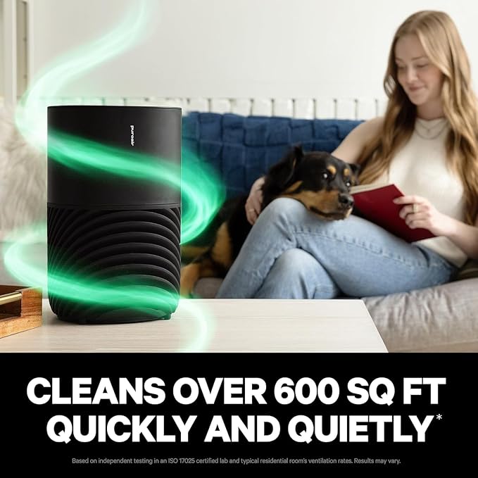 PuroAir 130b Smart Air Purifier for Home Pets - Covers Up To 600 Sq Ft - Filters Up To 99.9% of Pollutants, Smoke, Pollen, Dust - Quiet Air Filter - Air Purifiers for Bedroom