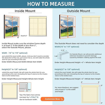 SmartWings Motorized Shades Window Blinds Remote Control Work with Thread Apple Homekit Z-Wave Alexa 100% Blackout Dual-Sided Automatic Smart Roller Shade Customized 16"-110" W (Bouvardia Cream)