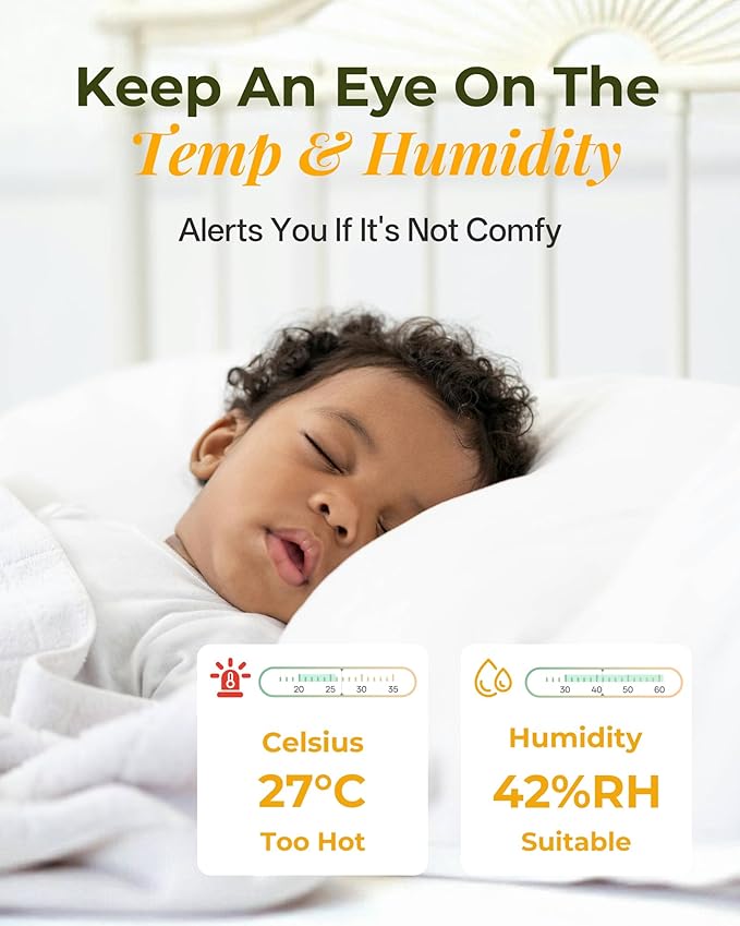 ARENTI Upgraded Baby Monitor with Camera, 3MP 2.4G WiFi Baby Camera Monitor, Infrared Night Vision, Night Light, 2-Way Audio, Cry&Motion Detection, Temp&Humidity Sensor, App Control