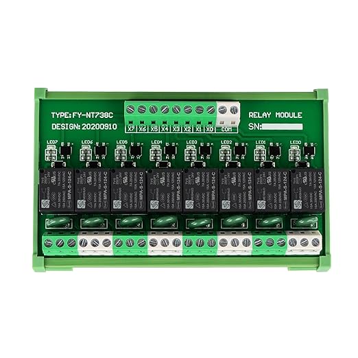 Relay Board, 8 Channel 1 SPDT DIN Rail Mount 24V DC/AC Relay, Interface Board