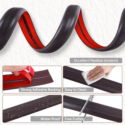 Floor Cord Cover for Wires on Floor Self Adhesive Cord Hider Floor Cable Management Wire Covers for Cords Protector Prevent Cable Trips Cord Cavity W 0.59" x H 0.31", Black Walnut, 20Ft