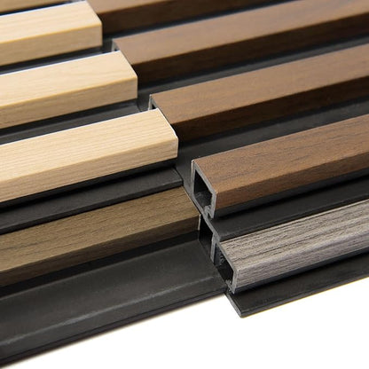 Art3d 4-Pack 6 x 6 Inch WPC Wood Slat Wall Panel for Interior Wall Décor, 3D Wood Fluted Acoustic Wall Paneling for Living Room Bedroom Home & Office - 4 Colors