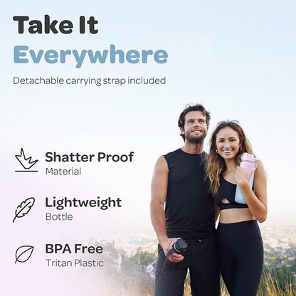 Hydracy Water Bottle with Time Marker -Large 32oz BPA Free Gradient Water Bottle - Leak Proof Gym Bottle with Fruit Infuser Strainer & Times to Drink -Ideal for Fitness Sports & Outdoors