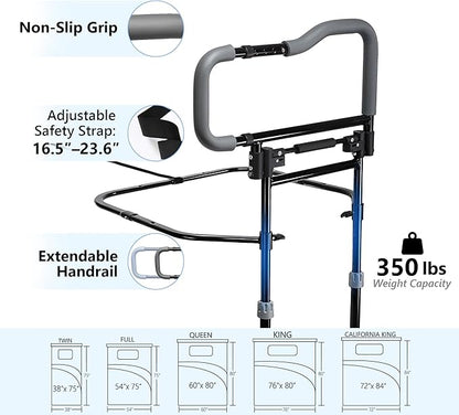 Bed Rails for Elderly Adults Safety, Foldable Adjustable Bed Rail & Assist Handle, Heavy-Duty Grab Bar for Seniors, Pregnant Women, Injury Recovery – Fits Twin, Full, Queen & King Beds