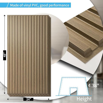 Art3d 12-Pack Slat Design 3D Wall Panels for Interior Wall Decor, 2x4 FT PVC Decorative Drop Ceiling Tiles - Walnut