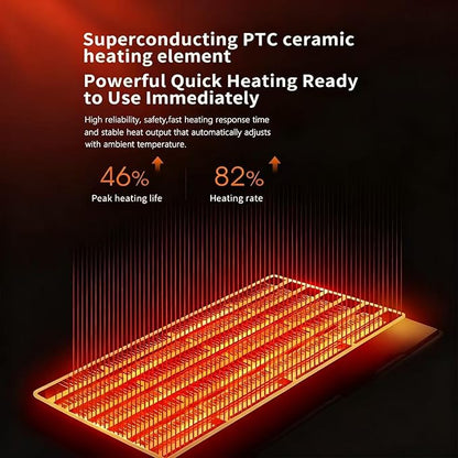 Space Heater Indoor, 25" 1500W PTC Ceramic Heater with atomization and humidification function, 3 Modes, 3D Flame, 12H Timer, 45° Oscillating, with Remote, Tower Heater for Office Bedroom