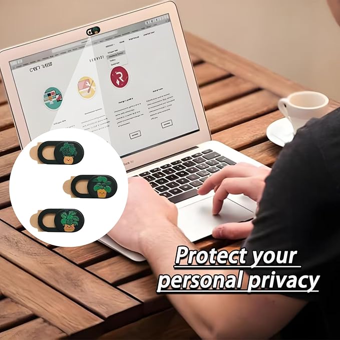 3 Pcs Laptop Camera Cover Slide, Ultra Thin Webcam Privacy Cover, Phone Camera Blocker to Protect Privacy for Laptop, Desktop, Tablet, Computer or Smartphone (Plant)
