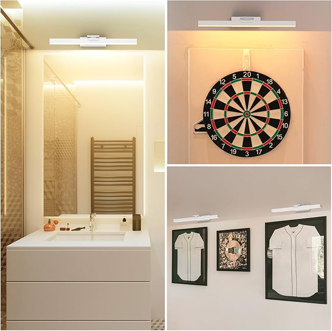 PESUTEN Picture Light Battery Operated, 16in Wireless Art Light for Paintings CCT Dimmable Recharging Wall Art Light with Remote Control for Gallery Dartboard Art Bedroom Bathroom White