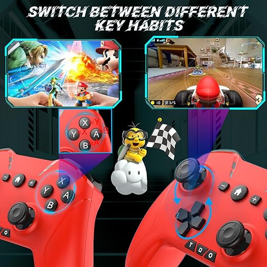 Bluetooth Controller for Switch/Mac/PC/Steam/Mobile Phone/iOS/Android//TV/iPad/Table/Apple Arcade MFi Games, switch pro controller wireless with Adjustable Dual Motion,Turbo,Macros,6-Axis,Wake Up for Black Myth: Wukong (Black) (Purple) (Red)