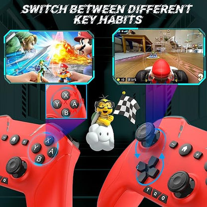 Bluetooth Controller for Switch/Mac/PC/Steam/Mobile Phone/iOS/Android//TV/iPad/Table/Apple Arcade MFi Games, switch pro controller wireless with Adjustable Dual Motion,Turbo,Macros,6-Axis,Wake Up for Black Myth: Wukong (Black) (Purple) (Red)