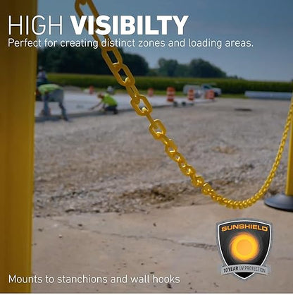 US Weight (Made in USA) 2" x 50' Black Plastic Safety Chain ft. SunShield UV Resistant Technology