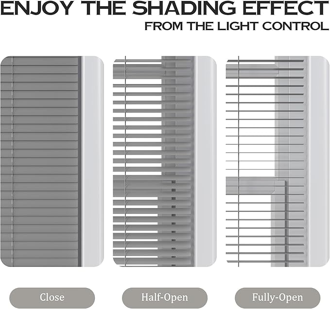 Motorized Cordless Aluminum Blinds with Remote, Automatic Room Darkening Horizontal Blinds for Indoor Windows, Light Adjustment Waterproof Blinds, Customized for Home Office, Gray