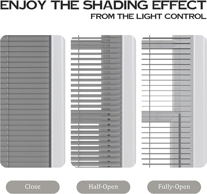Motorized Cordless Aluminum Blinds with Remote, Automatic Room Darkening Horizontal Blinds for Indoor Windows, Light Adjustment Waterproof Blinds, Customized for Home Office, Gray