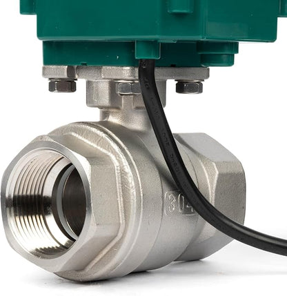 U.S. Solid 1-1/2" Motorized Ball Valve with US Plug 110VAC Stainless Steel Electrical Ball Valve,Auto Return, Normally Open