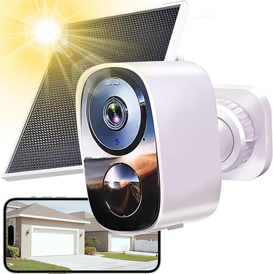2025 Upgraded 2K Security Cameras Wireless Outdoor with Solar Panels, Free Cloud Storage, AI Motion Detection Spotlight Siren Alarm Outdoor Camera Wireless, 2-Way Talk, IP66 Waterproof