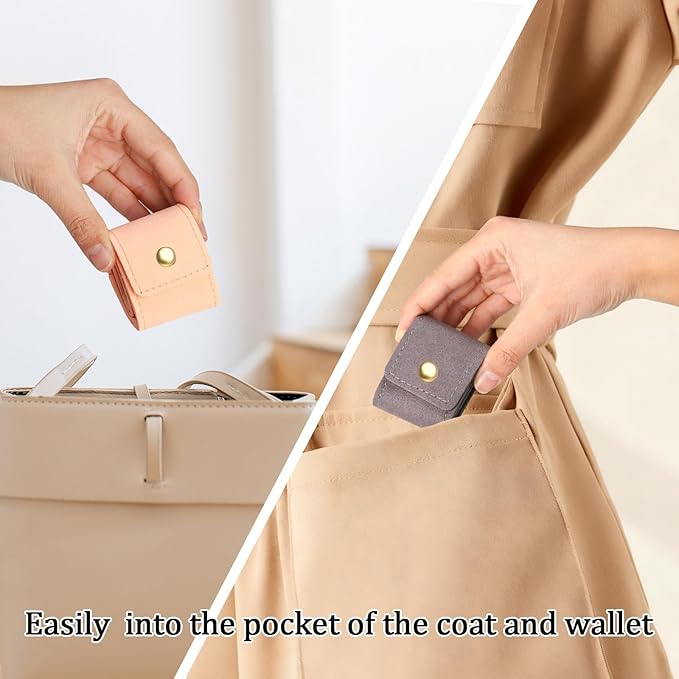 logohu 3Pcs Mini Travel Jewelry Bag Foldable, Small Travel Jewelry Case with Buckle, Portable Velvet Jewelrys Organizer for Necklace Ring Earring Bracelet