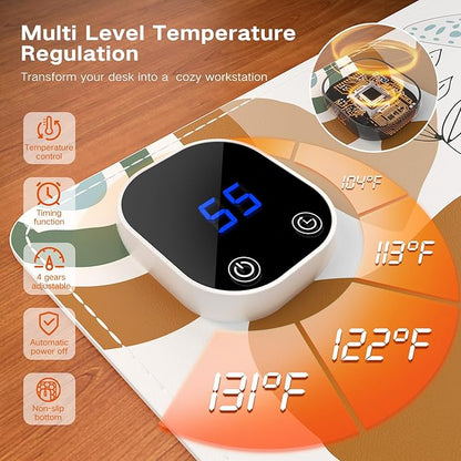 iCasso Heated Mouse Pad Hand Warmer, XL Heated Desk Pad, Electric Warm Desk Mat with 4 Heating Levels for Computer Keyboard, 31.5" x 13" Large Mousepad for Home Office Work (Sticker)