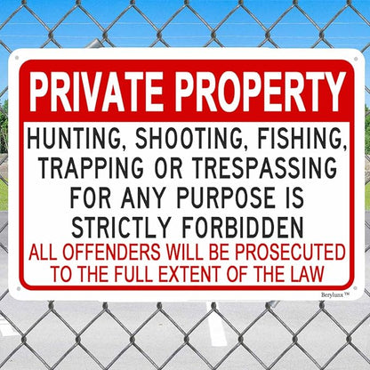 Private Property Signs,No Trespassing Sign,Outdoor Safety Signs,No Fishing Sign "Private Property" 16"x24" Aluminum Sign