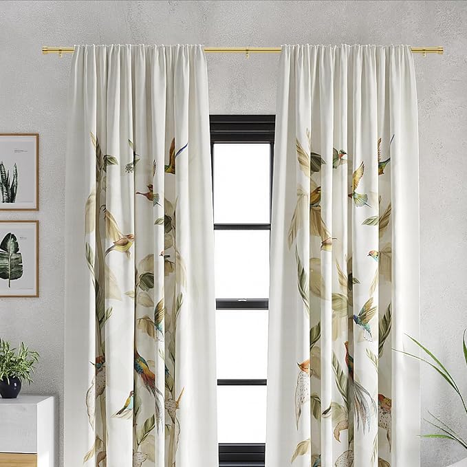 Gold Curtain Rod for Windows 18 to 144 Inches, 1 Inch Adjustable Drapery Pole, Heavy Duty Outdoor/Indoor Modern Curtain Rods, Easy Installation(Warm Gold 18"-144")