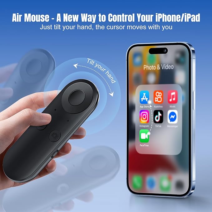 TikTok Scrolling Ring with Gesture Control- Bluetooth Phone Remote Control with Air Mouse, Ebook Page Turner, YouTube & Instagram Compatible, Camera Shutter, for iOS&Android Compatible, Black