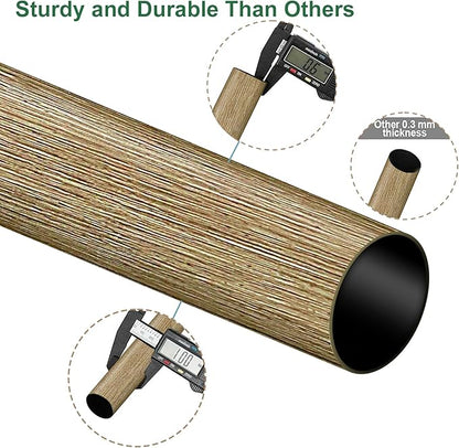 Curtain Rods for Windows 16 to 120 Inches Adjustable Length 1 Inch Diameter Window Curtain Rod with Wood Grain Leaf Pattern Finials,for Heavy Duty Curtains Rods