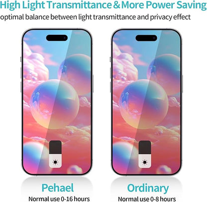 PEHAEL 2+2Pack for iPhone 15 Privacy Screen Protector with Camera Lens Protector Full Coverage Anti-Spy Tempered Glass Film 9H Hardness Easy Installation Bubble Free [6.1 inch]