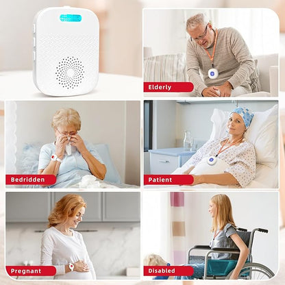 CallToU Caregiver Pager Wireless Call Buttons for Elderly Monitoring Portable Call Bell with 2 Panic Button and 1 USB Receiver,500ft Range Nurse Alert System for Home Care Seniors (FCC Certified)