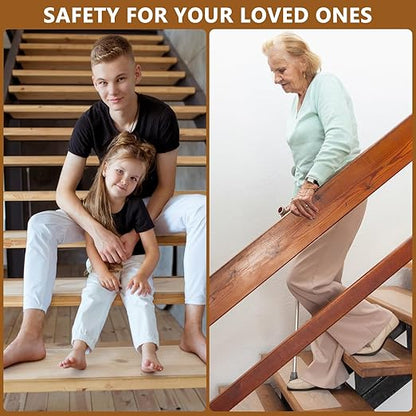 10-Pack 6″ x 30″ Transparent Anti-Slip Tape, Clear Adhesive Grip Tape, Clear Stair Treads Non-Slip for Wooden Step, Floors, Stairs, Pre-Cut and Easy to Use