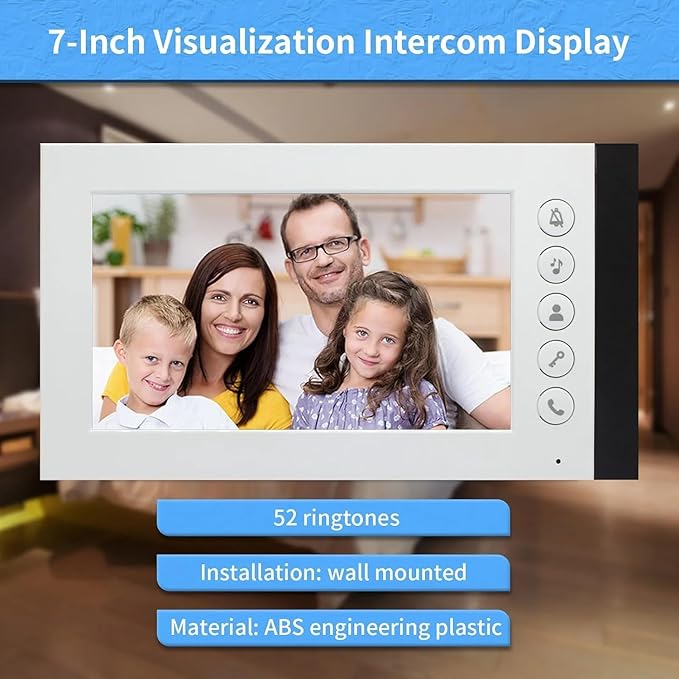 Wired Video Intercom System,7 Inch Ring Video Doorbell with IR Night Vision,HD Camera Kits,IR Outdoor Camera,Dual-Way Intercom for Villa Home Office Apartment (1 Bell +12 Monitor)