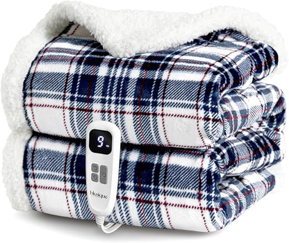 Christmas Heated Blanket Electric Throw-50''x60''Ultra Soft Cozy Plaid Flannel Fast Heating Electric Blanket with 10 Heat Levels & 10 Hours Auto Off, ETL Certified, Keep Warm in Home Office