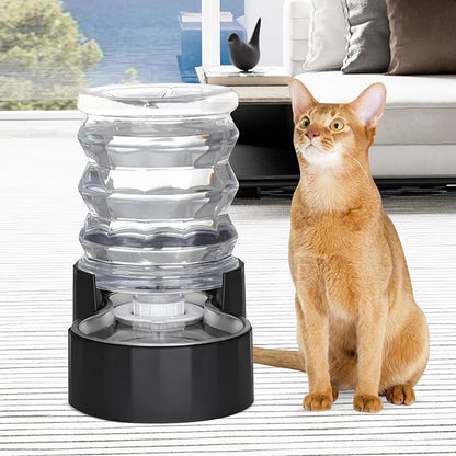 RIZZARI Dog Water Bowl Dispenser: 5L Gravity Black Automatic Stainless Steel Drinking Feeder with Filter for Dogs and Cats