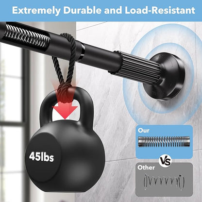 Tension Curtain Rod 51–128 In (4.25–10.67 ft),Extra Long Outdoor Curtain Rod for Window or Bathroom Patio,Easy to Install No Drilling Never Rust,Heavy Duty Adjustable Spring Shower Rod