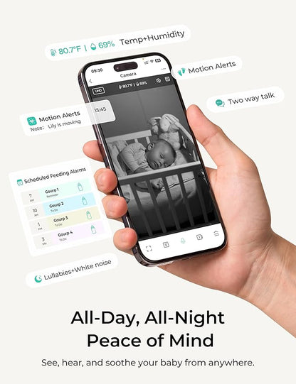 Dr.Care VistaView Lite Smart WiFi Baby Monitor with 2 Cameras- 4” 720P Split Screen & 1080P Camera App Control, Motion Alerts, HD Night Vision, 2-Way Talk, Triple Security, Video Recording