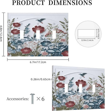 Wildflowers Flowers Floral Plants 3 Gang Triple Toggle Wall Plate Cover Decorative Light Switch Covers Electrical Faceplate Switch Plates for Bathroom Kitchen Home