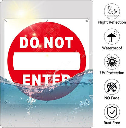 (2 Pack) Do Not Enter Sign, 12x12 Inches Keep Out No Entry Signs, Aluminum Reflective Do Not Enter Metal Signage, Weather Resistant and Easy to Install (White and Red)
