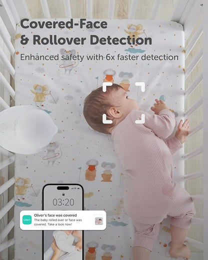 CuboAi 2025 New Model Smart Baby Monitor 3: Sleep Safety Alerts for Covered Face Rollover, 2.5K QHD Night Vision WiFi Camera, 2-Way Audio, Humidity Sensor, Lullabies. App Control (Floor Stand Set)