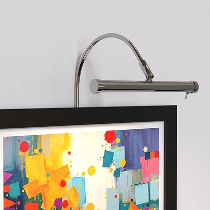 Cocoweb 9 Inch Tru-Slim Chrome Picture Light - LED, 2700K, Adjustable Arm, Plug-in, Toggle Switch, Sleek and Compact Design