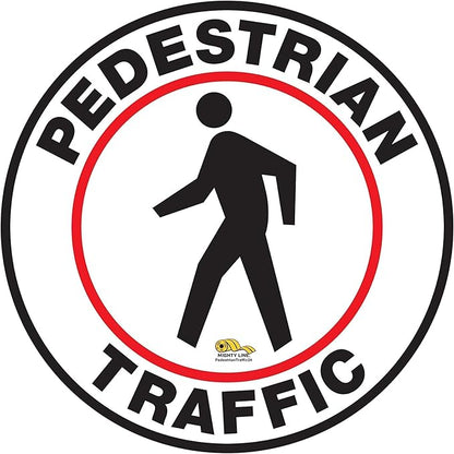Mighty Line Pedestrian Traffic Crossing Walkway Floor Sign for Safety, Caution, Warning, Heavy-Duty, Peel and Stick, Adhesive, Industrial Quality, 12"