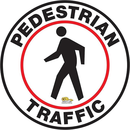 Mighty Line Pedestrian Traffic Crossing Walkway Floor Sign for Safety, Caution, Warning, Heavy-Duty, Peel and Stick, Adhesive, Industrial Quality, 12"