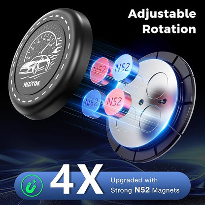 Upgraded Magnetic Radar Detector Dashboard Mount with N52 Magnets, Adhesive Holder for Escort, Uniden, Valentine One, Anti-Vibration Stable Fit, Adjustable Angle Design