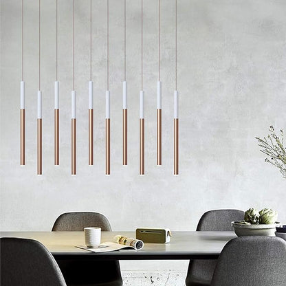ALTAIR 10 Mini Pendant Lighting White-Copper - LED Hanging Light Fixture for Kitchen Island, Bar, Foyer - Cluster Pendants - Dimmable, Adjustable Wire, Lamp Bulb Included