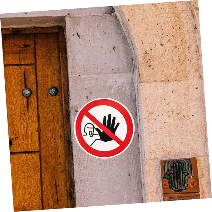 5pcs No Admittance Warning Signs Self-Adhesive Safety Decals Caution Stickers for Factories Construction Sites and Hazardous Areas Vinyl