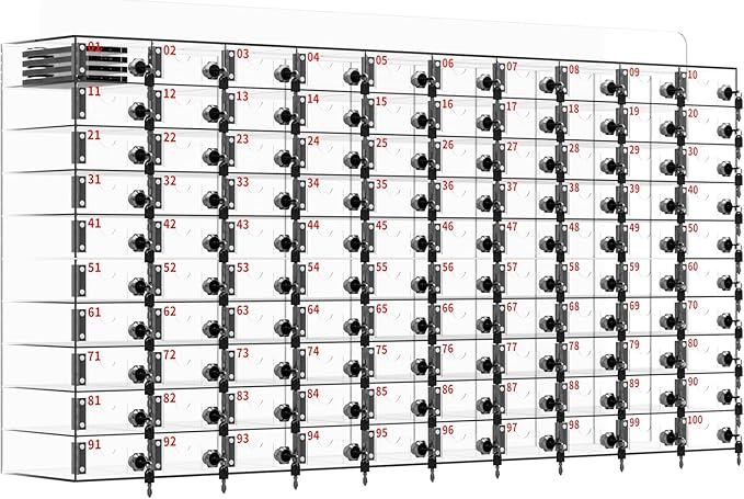 Cell Phone Locker 100 Slots Large Size Acrylic Cell Phone Storage Box with Door Locks and Keys, Wall-Mounted Already Assembled Storage Cabinet for School Factory Office Classroom Gym (100 Slots)