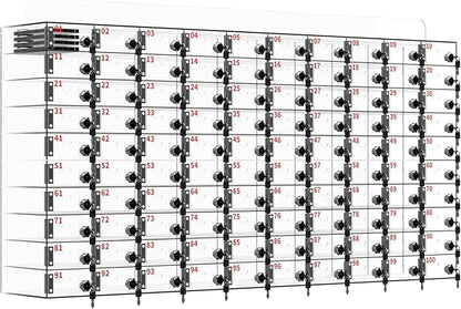 Cell Phone Locker 100 Slots Large Size Acrylic Cell Phone Storage Box with Door Locks and Keys, Wall-Mounted Already Assembled Storage Cabinet for School Factory Office Classroom Gym (100 Slots)